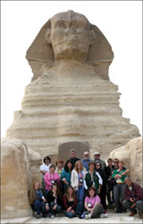 Tour group between the paws of the Great Sphinx, Giza