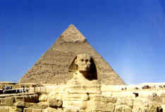 Great Sphinx and middle pyramid