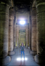 Dramatic natural lighting at Seti 1 Temple, one of our travelers, Abydos